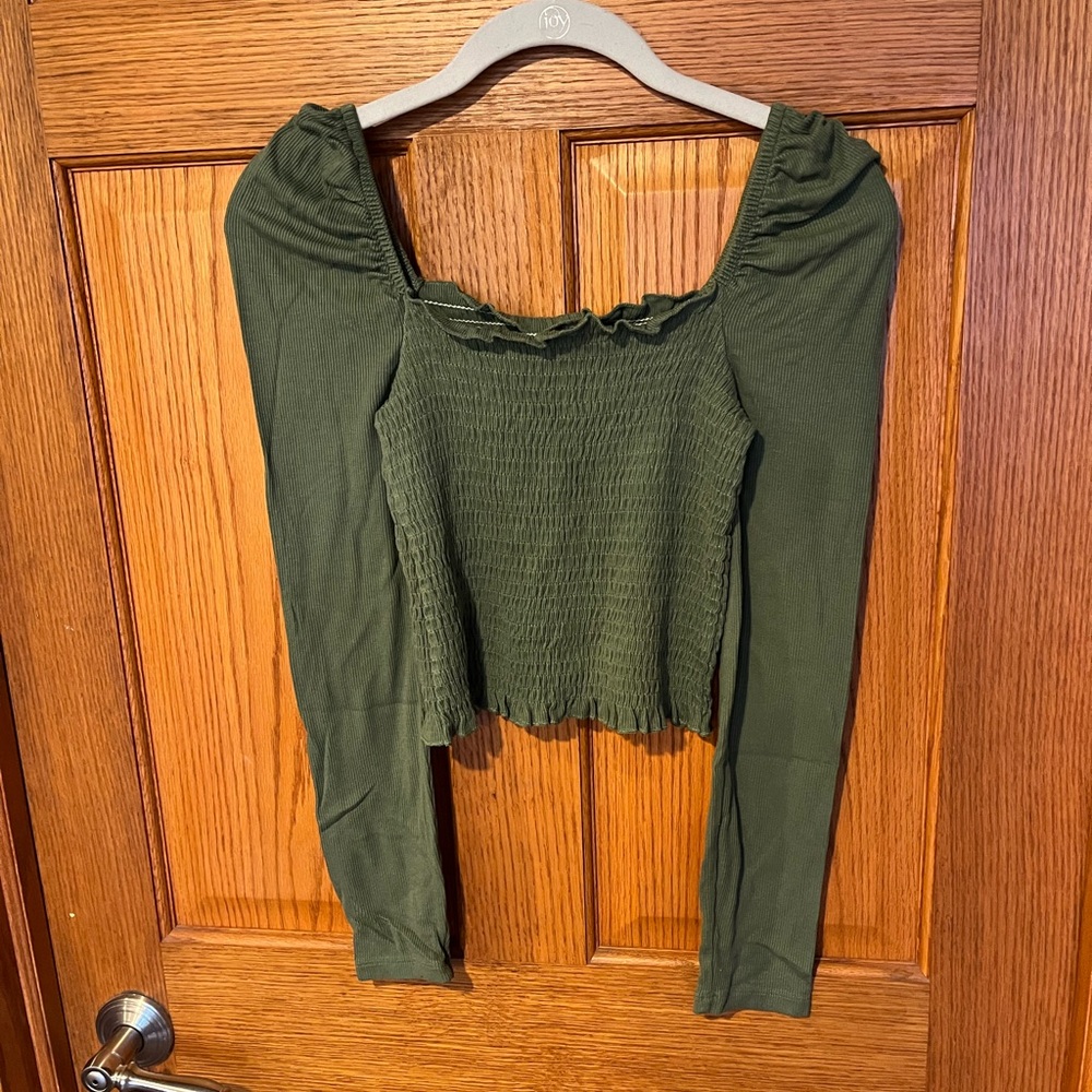 Shirred Long Sleeve Top